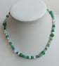 Green and white gemstone necklace featuring Aventurine and Green Jade - Image 1