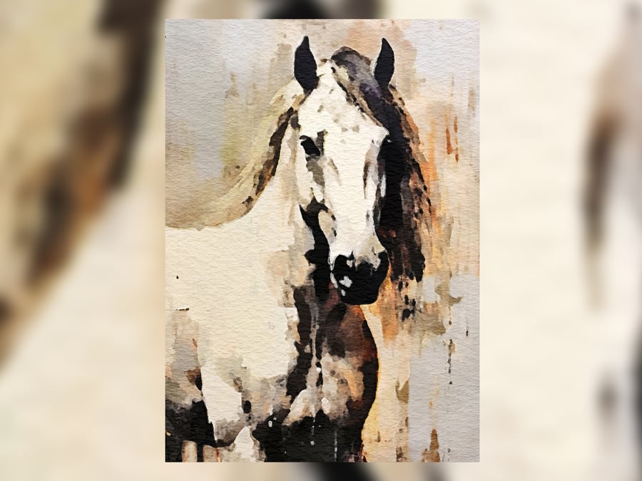 Majestic Horse Art Print - Elegant 5x7 Equine Portrait for Decor