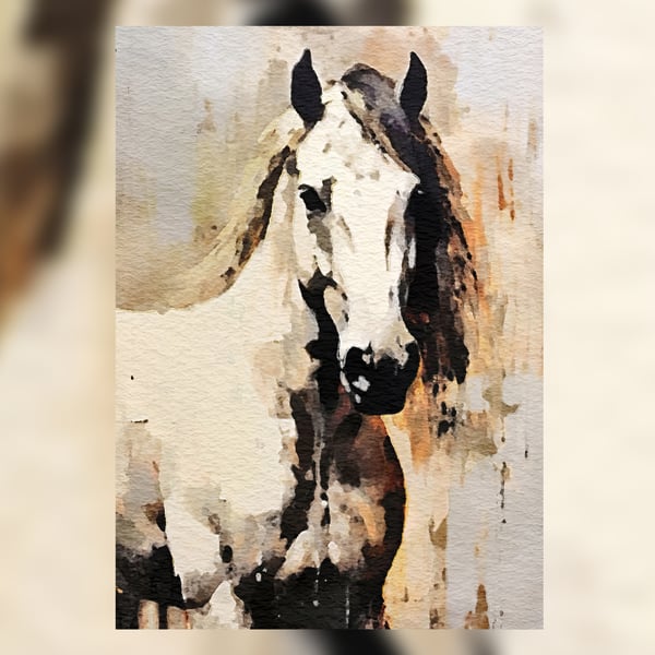 Majestic Horse Art Print - Elegant 5x7 Equine Portrait for Decor