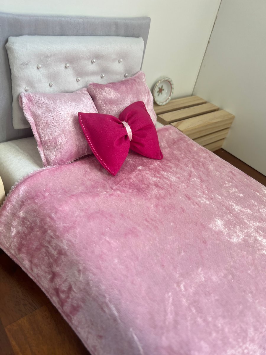 1:6 scale fashion doll bedding duvet bedspread barbie velvet velour type fabric