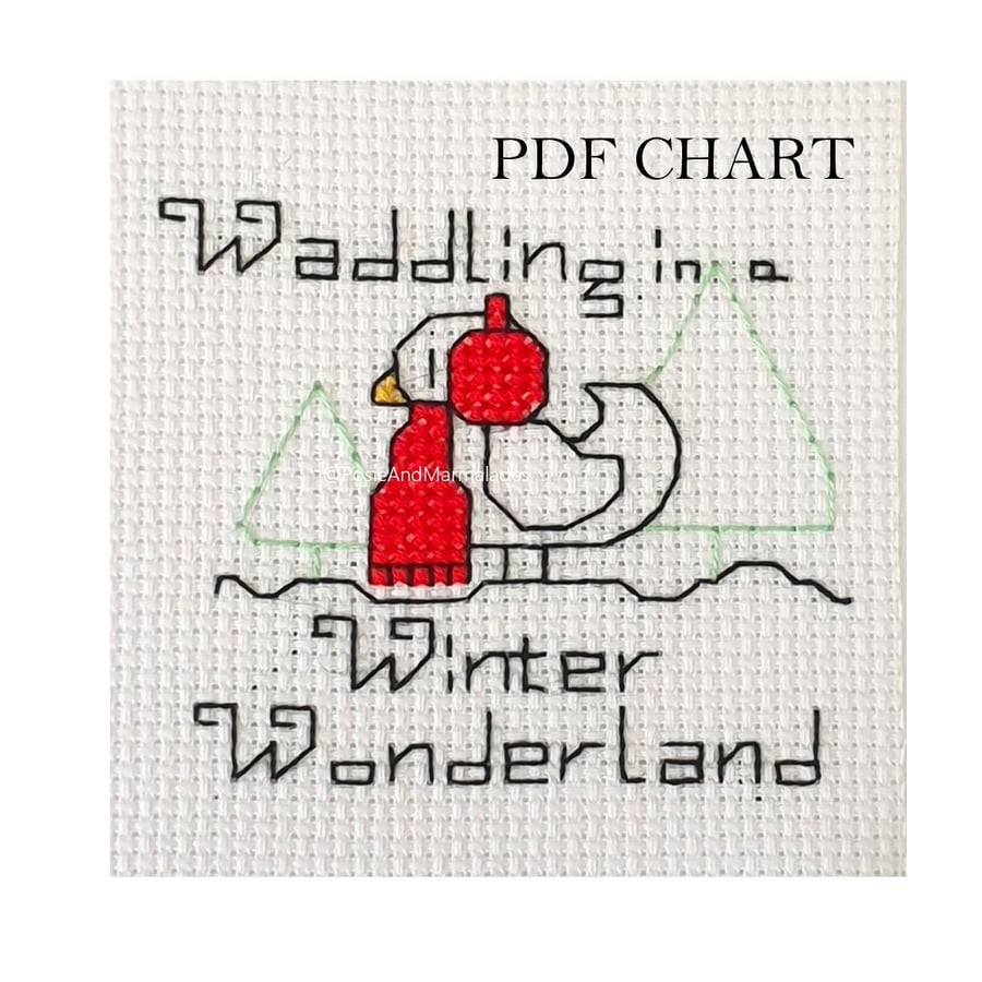 Duck theme Small Christmas Cross Stitch Digital PDF Chart