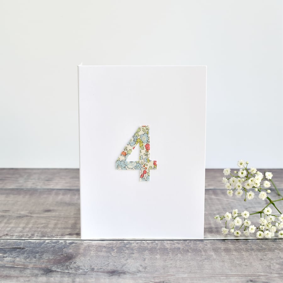 4th Birthday card, age 4 card, card for 4 year old, 4th Anniversary card