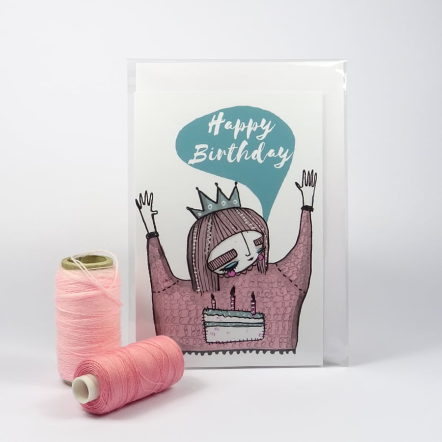 Happy Birthday- Single Illustrated Card