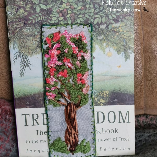 Embroidered 3d Cherry Blossom Tree bookmark