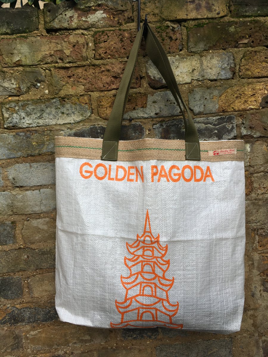 Recycled Rice Sack Shopper - Pagoda Motif