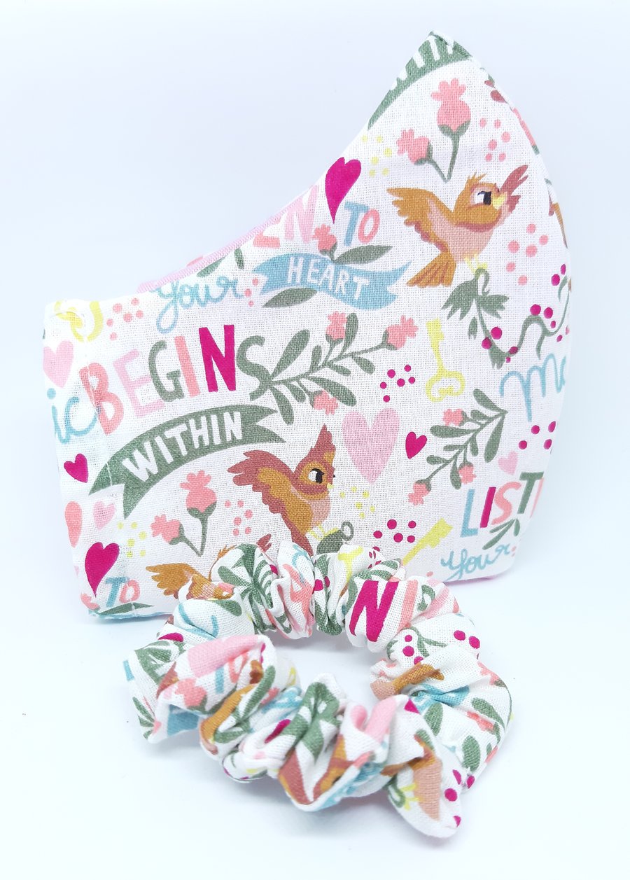 Child's Face Covering with Matching Scrunchie