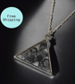 Snowflake Obsidian Silver plated Triangle Worry Stone Necklace - Free Postage - Image 1