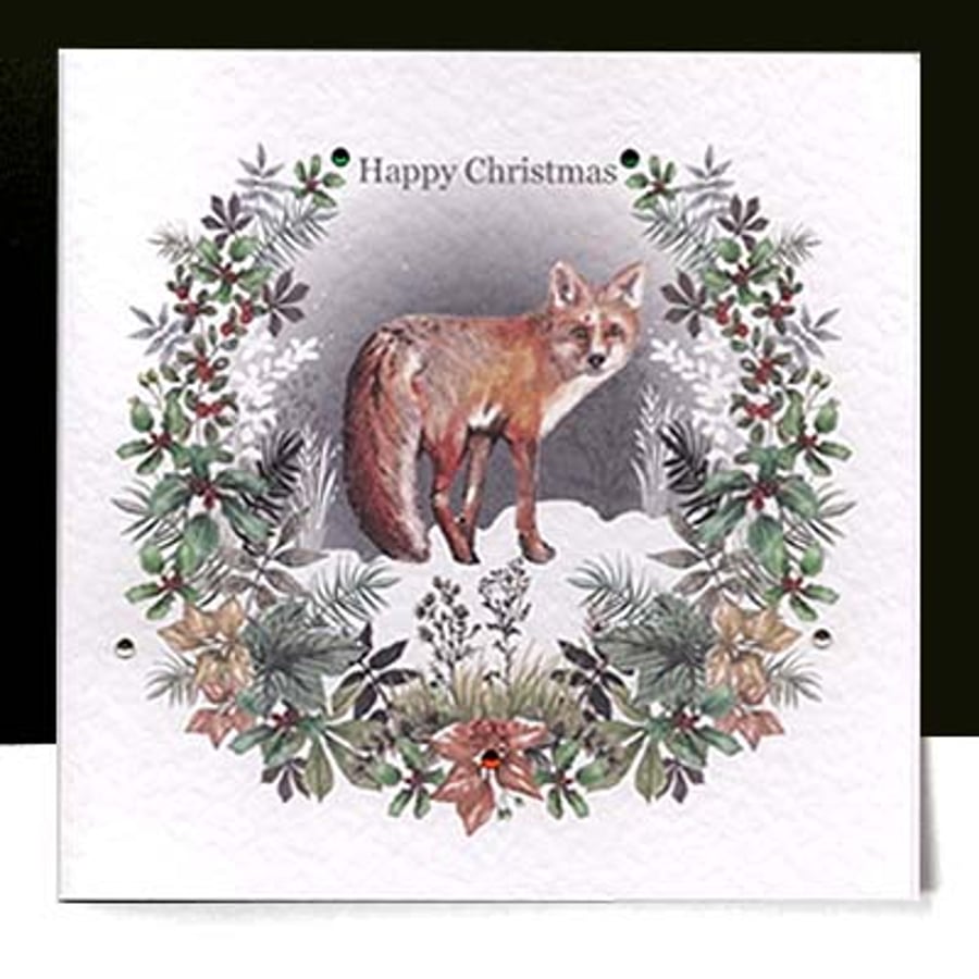 A Luxury Christmas Fox Garland Handmade Card - a unique design