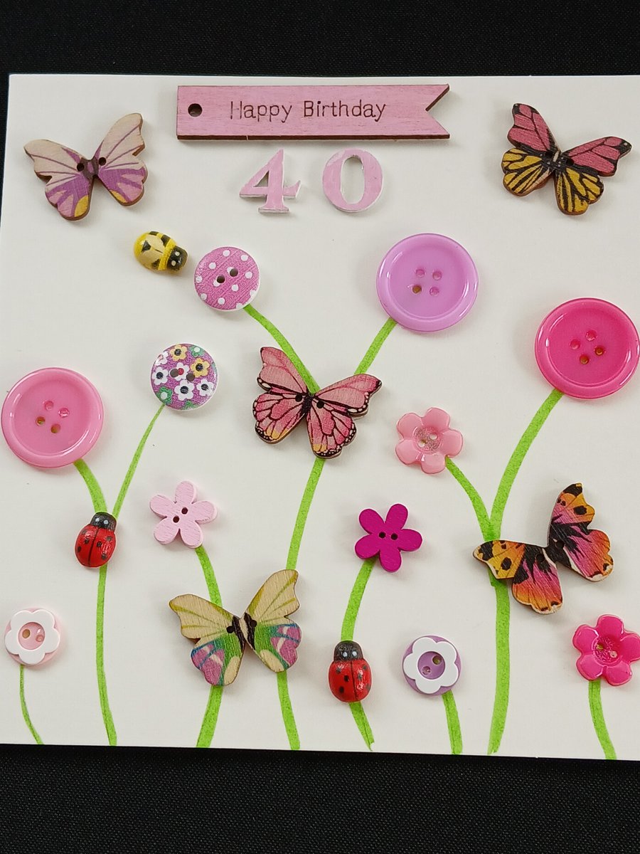 Handmade 40th birthday card 
