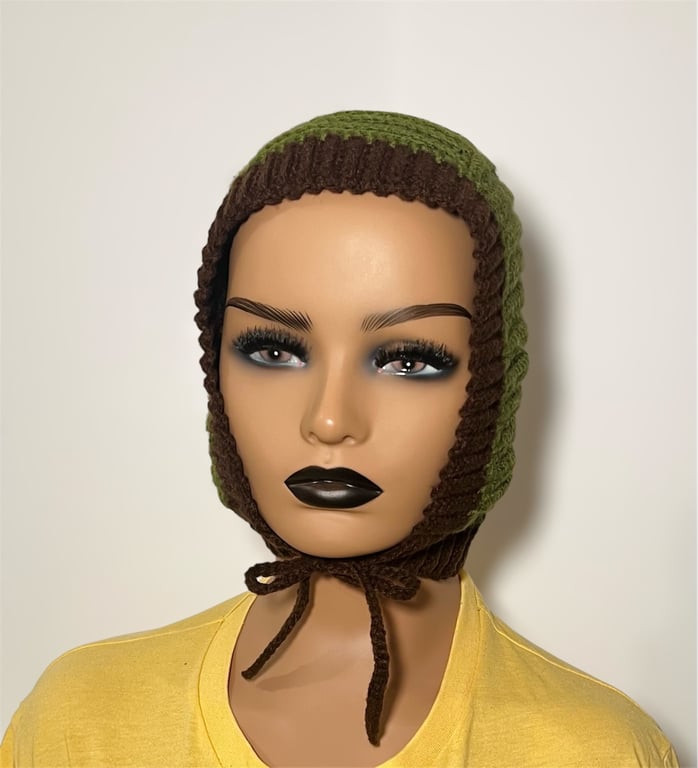 Crochet winter balaclava bonnet hat 