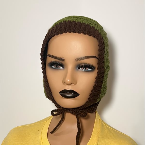 Crochet winter balaclava bonnet hat 