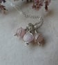 shades of pink sterling silver gemstone necklace, silver & rose quartz necklace - Image 1