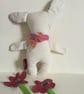 Cream Bunny with scarf, Handmade plushie bunny with a heart, nursery, Kawaii - Image 3