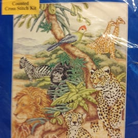 African Collage Counted Cross Stitch Kit - DMC K2857 - 13 x 17 12" - 14 Count