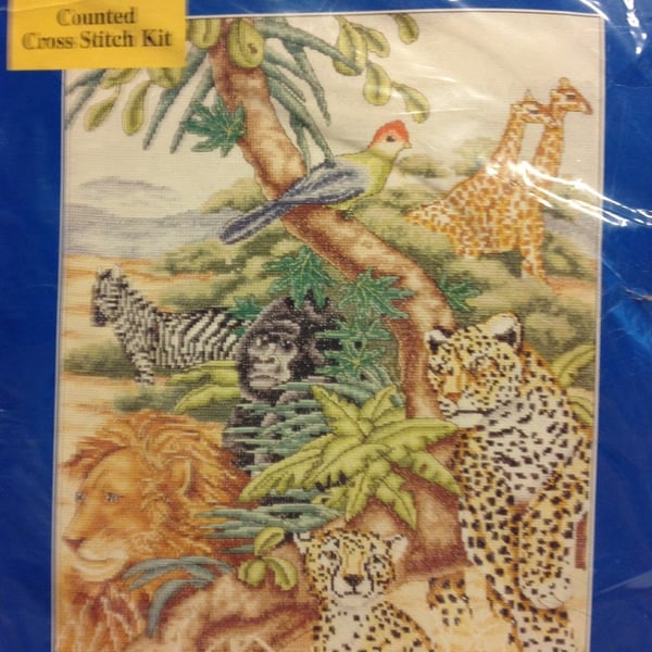 African Collage Counted Cross Stitch Kit - DMC K2857 - 13 x 17 12" - 14 Count