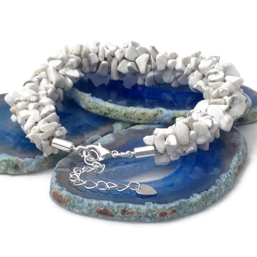 Howlite Nugget Kumihimo Bracelet