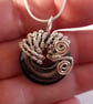 Hematite Wire Wrapped Pendant Necklace - Silver Wirework Gemstone - Image 2