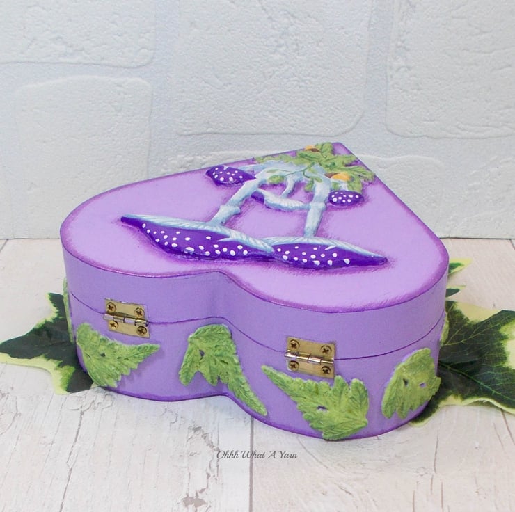 Purple toadstool heart mixed media trinket box.... Folksy