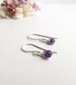 AMETHYST Dainty Wire Wrapped Earrings Sterling Silver February Birthstone - Image 3
