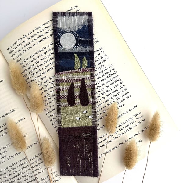 Bookmark with Moonlit Meadows and Sheep