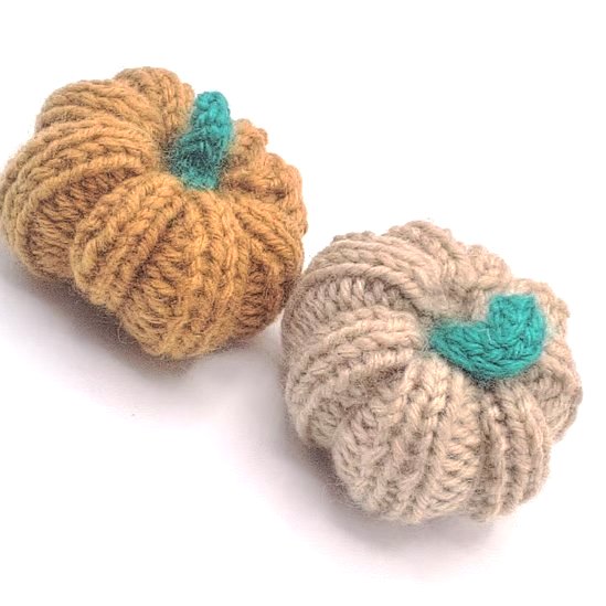 Two Small Size Hand Knitted Pumpkins, Home Decorations, Colour Choice, Halloween
