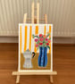 Moka Pot & Flower Vase - Original Oil Pastel Kitchen Painting Floral Still Life - Image 4