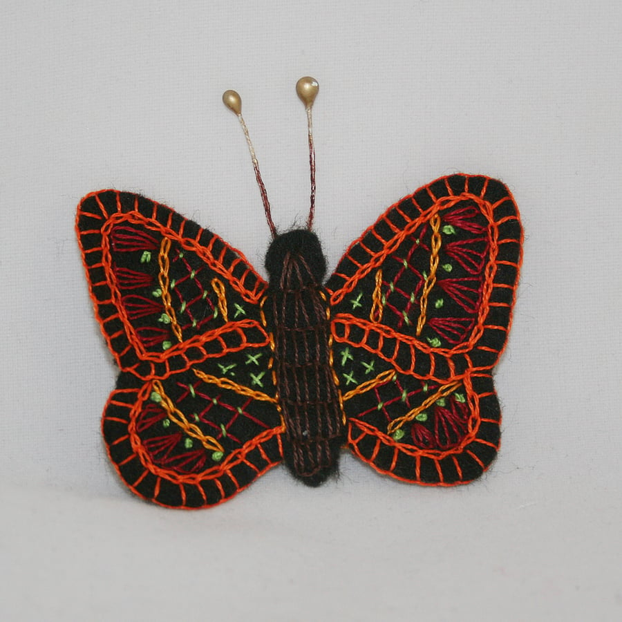 Embroidered Felt Brooch - Butterfly