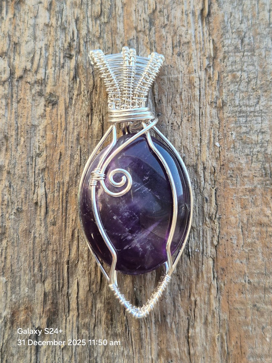Amethyst wire wrapped pendant necklace 