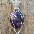 Amethyst wire wrapped pendant necklace 