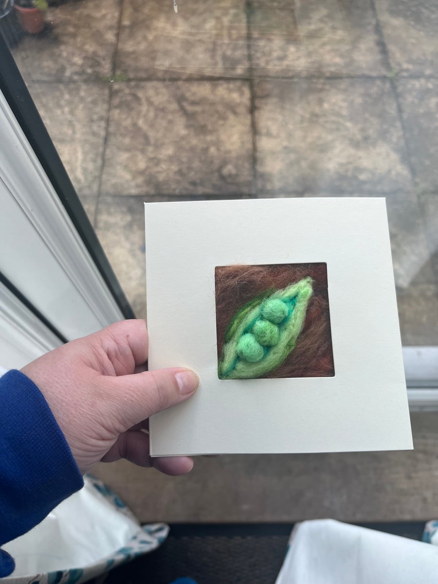 Peas in a pod wool painting greetings Card