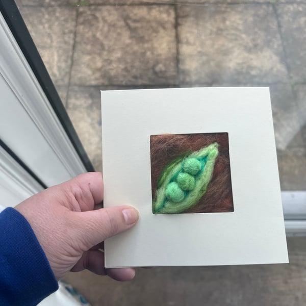 Peas in a pod wool painting greetings Card