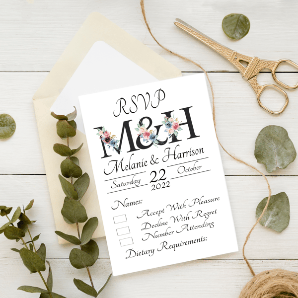 Letter Art Rsvp Wedding Invitation, Personalised Wedding Stationery