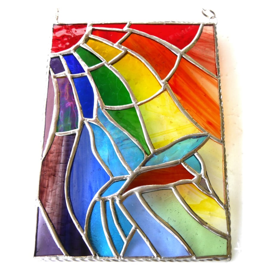 Kingfisher Rainbow Panel Stained Glass Suncatcher 017