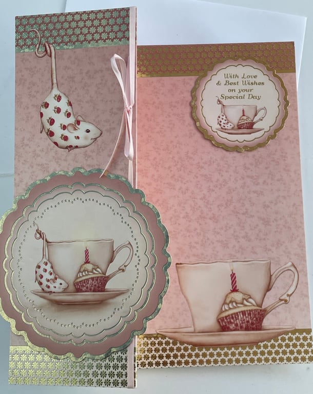 Cheeky mouse and cupcake With love and best wishes card