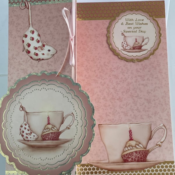 Cheeky mouse and cupcake With love and best wishes card