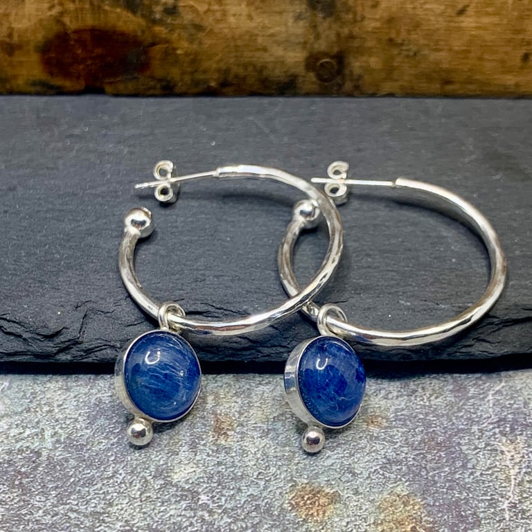 Kyanite Sterling Silver Hoops