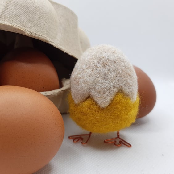 Eggbert! Funny needle felted chick ornament