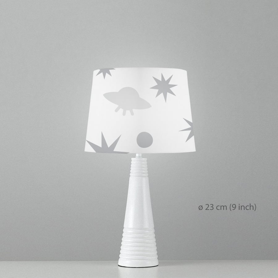 Stars and UFO Lampshade. Diameter 23cm (9in). Ceiling or floor, table lamp.