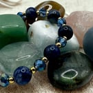 Lapis Beaded bracelet with glass pearl beaded bracelet