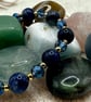Lapis Beaded bracelet with glass pearl beaded bracelet