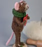 Needle Felted Brown Mouse with a big Heart - Woollen Decoration  - Image 3
