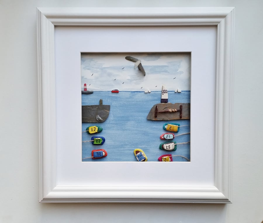 Cornish Harbour Scene, Mevagissey, Cornwall, Unusual Gift Idea, Coastal Wall Art