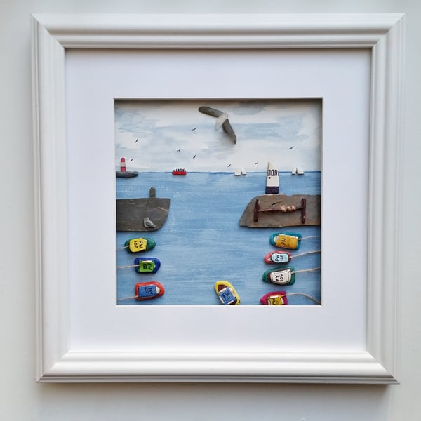 Cornish Harbour Scene, Mevagissey, Cornwall, Unusual Gift Idea, Coastal Wall Art