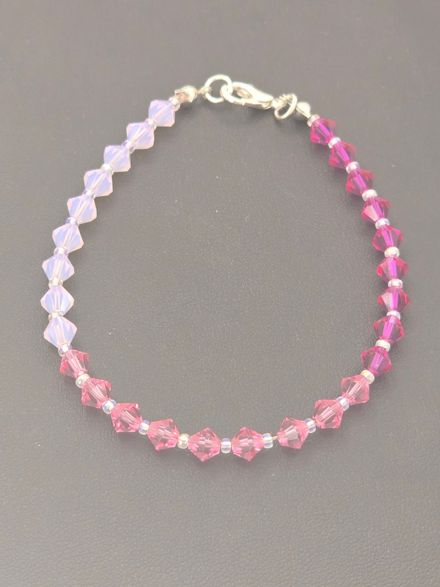 Preciosa Crystal bicone bracelet - Pink ombre