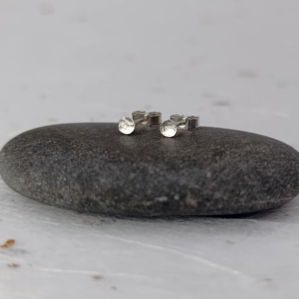 Recycled Sterling Silver Mini Circle Hammered Stud Earrings