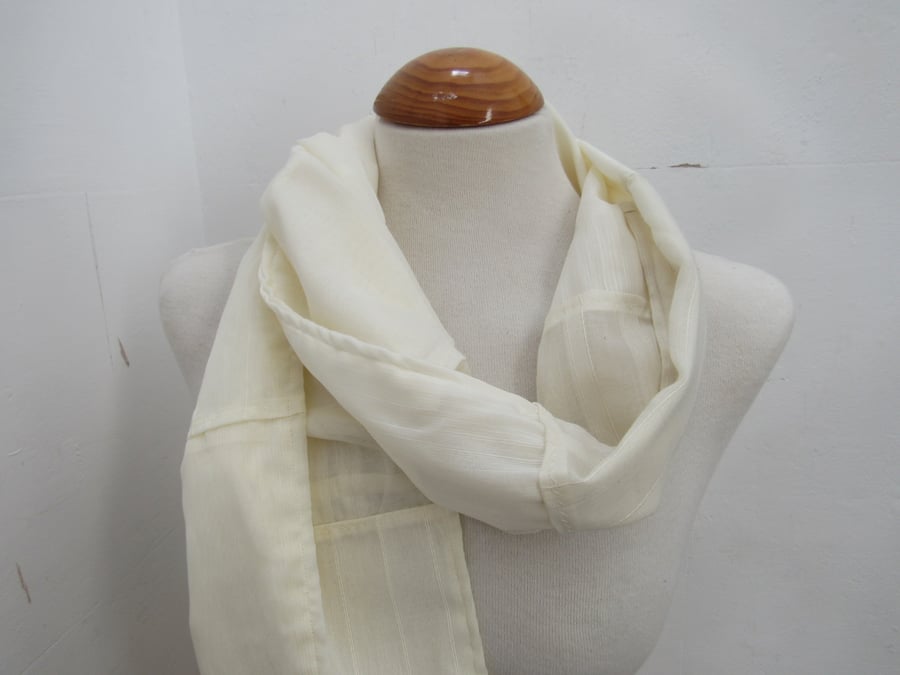 Ivory Cream Scrap Fabric Voile Scarf