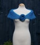 Pretty triangular lace shawl in vintage Kingfisher Blue mohair - design A516 - Image 3