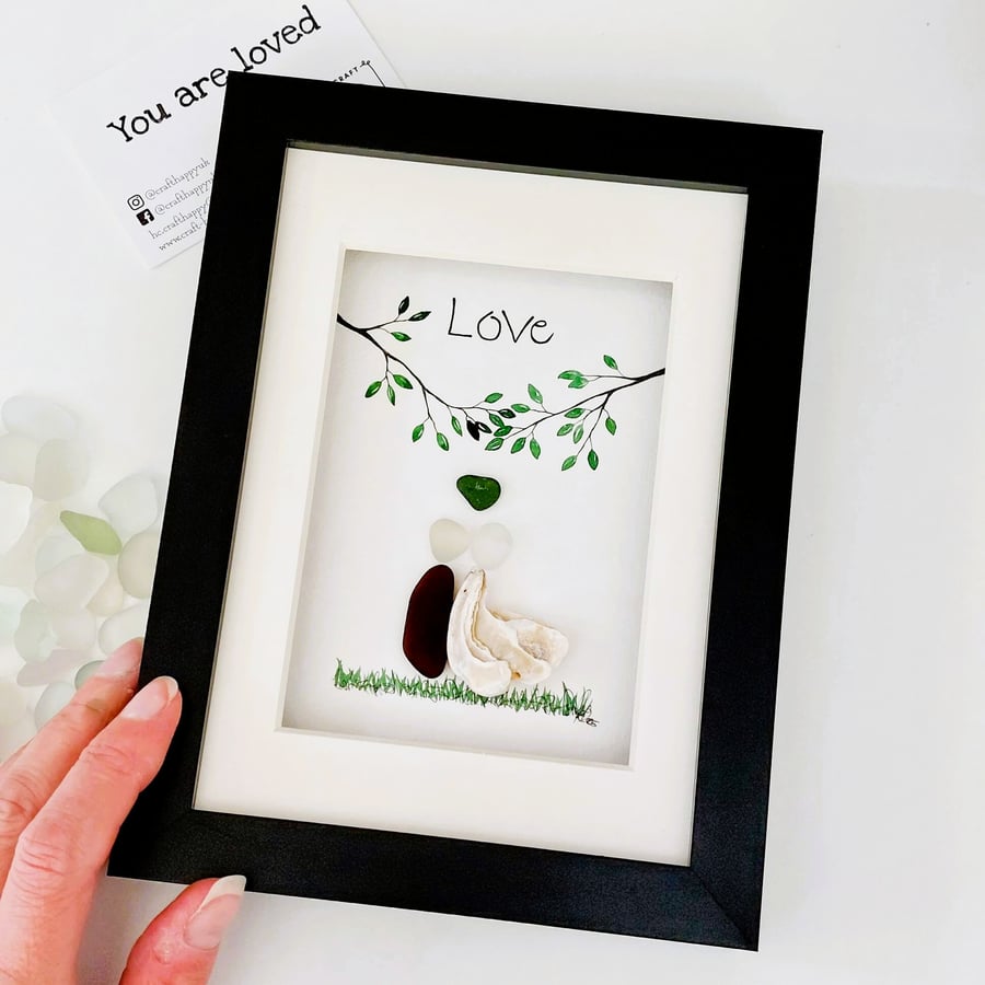 Sea Glass Love Couple Framed Picture - Wedding, Engagement or Housewarming Gift