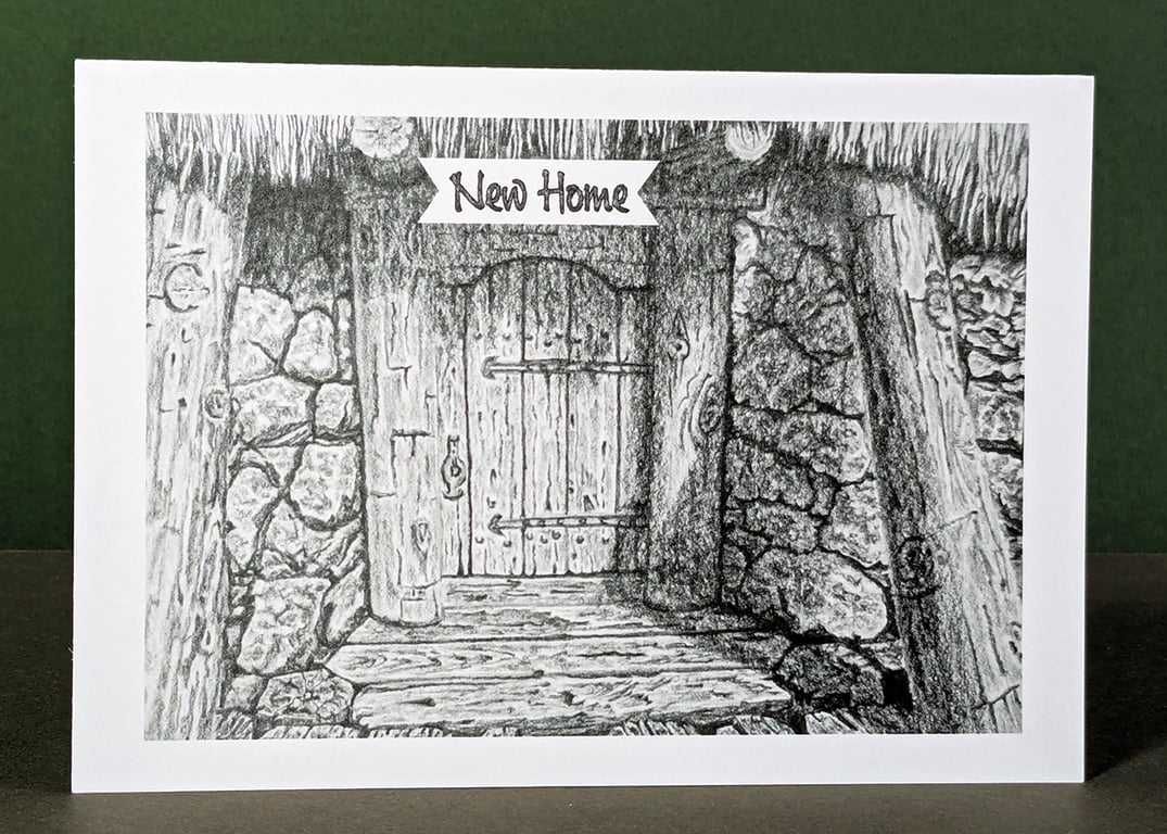 Cabin Door Art Card: Blank or Personalised A6-Size Greetings Card