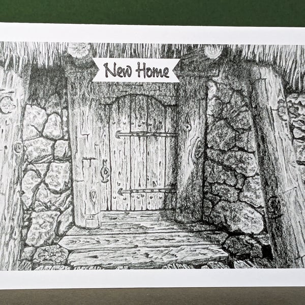 Cabin Door Art Card: Blank or Personalised A6-Size Greetings Card